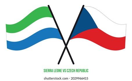 Sierra Leone and Czech Republic Flags Crossed And Waving Flat Style. Official Proportion. Correct Colors.