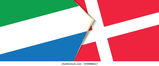 Sierra Leone und Dänemark Flaggen, zwei Vektorflaggen Symbol für Beziehung oder Konfrontation.