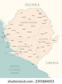 Sierra Leone - detailed map with administrative divisions country. Vector illustration