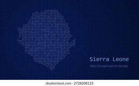 Sierra Leone Digitale Karte mit Einsen und Nullen für Datenvisualisierung