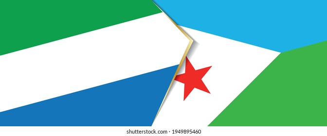 Sierra Leone and Djibouti flags, two vector flags symbol of relationship or confrontation.