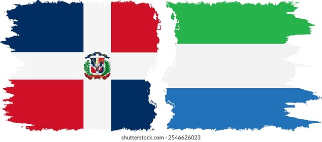 Sierra Leone and Dominican Republic grunge flags connection, vector