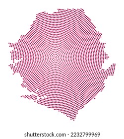 Sierra Leone dotted map. Digital style shape of Sierra Leone. Tech icon of the country with graduated dots. Modern vector illustration.