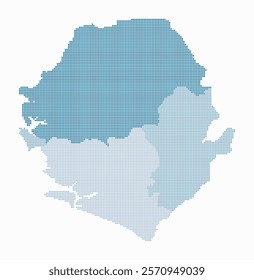 Sierra Leone dotted map. Digital style map of the country on white background. Sierra Leone shape with square dots. Colored dots style. Small size squares. Artistic vector illustration.