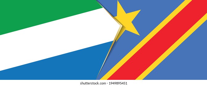 Sierra Leone and DR Congo flags, two vector flags symbol of relationship or confrontation.