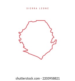 Mapa del esquema editable para Sierra Leona. Frontera roja de Salone. Nombre del país. Ajustar el peso de la línea. Cambiar a cualquier color. Ilustración vectorial.