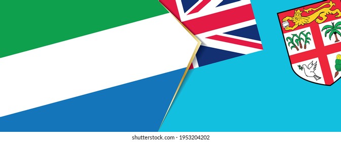 Sierra Leone and Fiji flags, two vector flags symbol of relationship or confrontation.