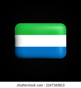 Sierra Leone Flag 3D Icon. National Flag of Sierra Leone. Vector illustration