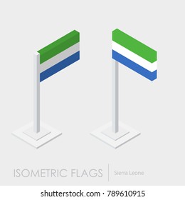 Sierra Leone flag 3d isometric style