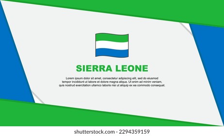 Plantilla de diseño de fondo de resumen de la bandera de Sierra Leona. Ilustración del vector de caricaturas del Día de la Independencia de Sierra Leona. Día de la Independencia de Sierra Leona