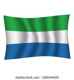 Sierra Leone flag background with cloth texture. Sierra Leone Flag vector illustration eps10. - Vector