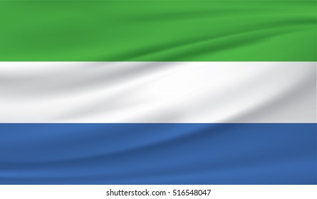 Sierra Leone flag blowing in the wind. Background texture.
