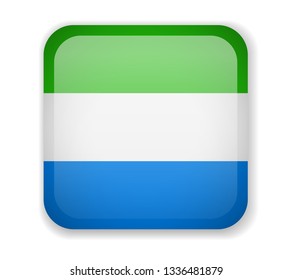 Sierra Leone Flag. Bright Square Icon. Vector Illustration