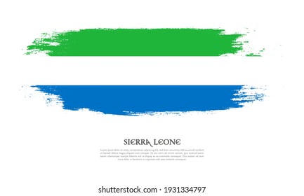 Concepto de pincel de bandera de Sierra Leona. Bandera de fondo de banner al estilo grunge de Sierra Leona