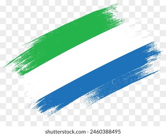 Sierra Leone Flagge Pinselfarbe strukturiert isoliert auf PNG oder transparentem Hintergrund. Vektorillustration