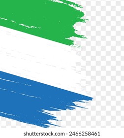 Sierra Leone Flagge Pinselfarbe strukturiert isoliert auf PNG oder transparentem Hintergrund. Vektorillustration