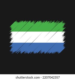 Sierra Leone Flag Brush Strokes Painted