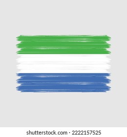 Sierra Leone Flag Brush Strokes Painted