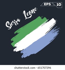 Sierra Leone flag brush strokes painted vector illustration