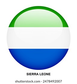 SIERRA LEONE Flagge Button auf weißem Hintergrund