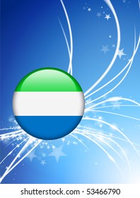 Sierra Leone Flag Button on Abstract Light Background Original Illustration