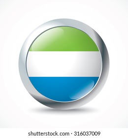 Sierra Leone flag button - vector illustration