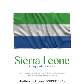 Sierra Leone Flag, Celebrating Independence Day. Abstract waving flag on white background Country Flag.