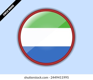 Sierra Leone Flaggenkreis-Abzeichen, Vektorgrafik-Design, ovales Sierra Leone-Emblem, abgerundetes Schild mit Reflexion, Patriotismus und Handelskonzept, Logo mit Landesflagge