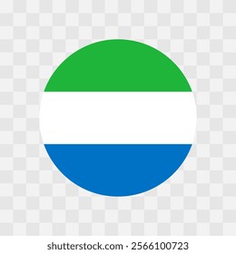 Sierra Leone flag - circle vector flag isolated on checkerboard transparent background