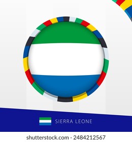 Sierra Leone Flagge mit buntem Kreis-Rand. Vektorgrafik-Symbol.