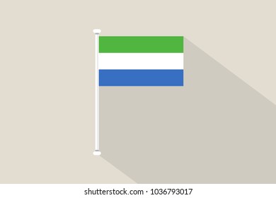 sierra leone flag with flagpole,vector illustration