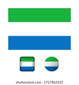 Colección de iconos planos de la bandera de Sierra Leona