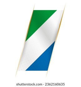 Sierra Leone flag in the form of a banner with waving effect and shadow. Modern vector design.