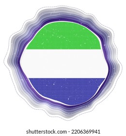 Sierra Leone Flagge im Rahmen. Länderabzeichen. Geländetes Rundschild um die Flagge von Sierra Leone. Attraktive Vektorgrafik.