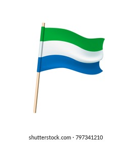 Sierra Leone flag (green, white and blue stripes). Vector illustration