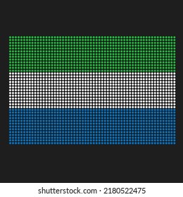 Sierra Leone flag with grunge texture in dot style. Abstract vector illustration of a flag with halftone effect for wallpaper. Happy Independence Day background concept