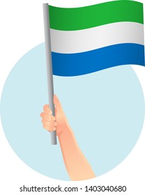 sierra leone flag in hand icon