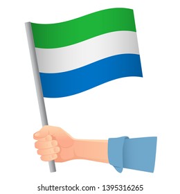 Sierra leone flag in hand Patriotic background. National flag of Sierra leone vector illustration