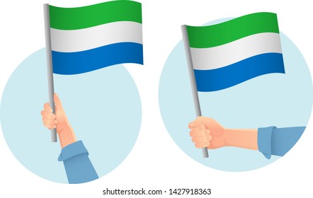Sierra leone flag in hand Patriotic background. National flag of Sierra leone vector illustration