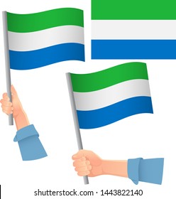 Sierra leone flag in hand Patriotic background. National flag of Sierra leone vector illustration