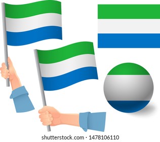 Sierra leone flag in hand set Ball flag. National flag of Sierra leone vector illustration