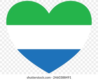 Sierra Leone Flagge in Herzform isoliert auf durchsichtigem Hintergrund. Vektorillustration 