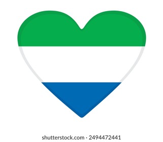 Sierra Leone Flagge herzförmig. Vektorgrafik