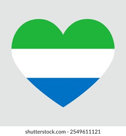 Sierra Leone flag heart shaped, symbol of love. heart-shaped flags of African continent countries. Vector Illustration