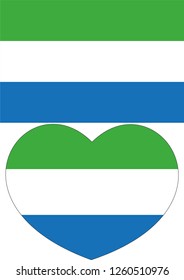 Sierra Leone flag, Heart vector, sticker, eps10