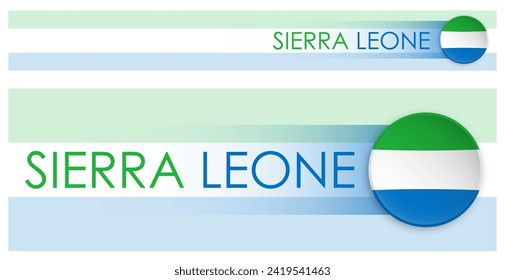 Sierra Leone flag horizontal web banner in modern neomorphism style. Webpage Sierra Leone country header button for mobile application or internet site. Vector