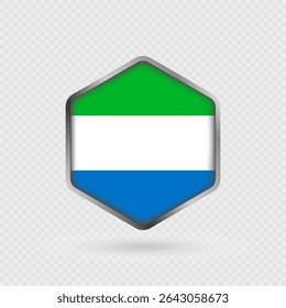 Ícone da bandeira de Serra Leoa em forma de hexágono.