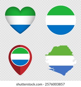 Sierra Leone Flag Icons Pack. Vector illustration.