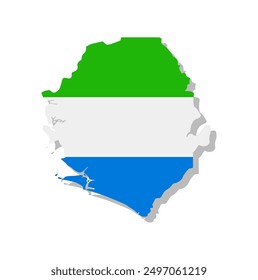 Sierra Leone - Die Flagge ist in der Kontur des Landes eingeschrieben. Vektorgrafik.