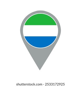 sierra leone  flag location pin, flag application, Flag on Location Pin, graphic design, map pointer, vector illustration.
